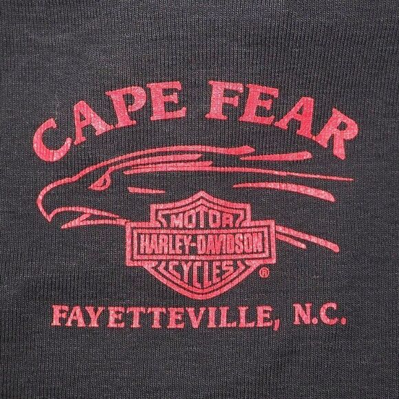 Harley Davidson Vintage Y2K Square Neck Lace Detail Top Black / Red Women's S - Picture 4 of 7